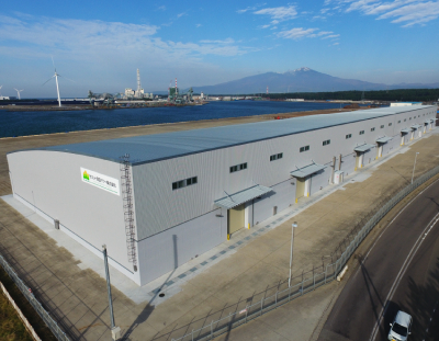 酒田バイオマス発電所 木質ペレット倉庫 北面外壁