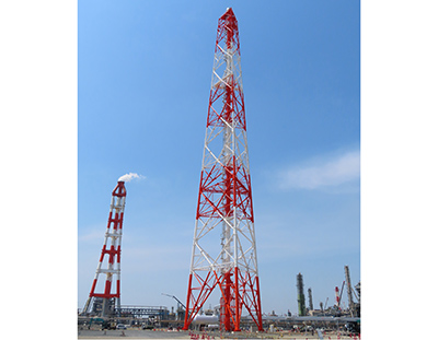 三菱ケミカル株式会社フレアスタック排気筒支持鉄塔 外観